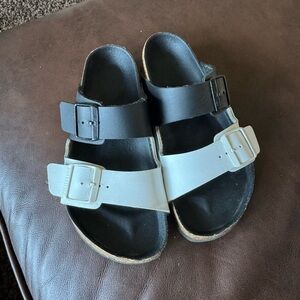 Birkenstock Two-Tone Black and White Arizona Sandals 37